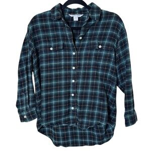 Old Navy Green Plaid Boyfriend Shirt